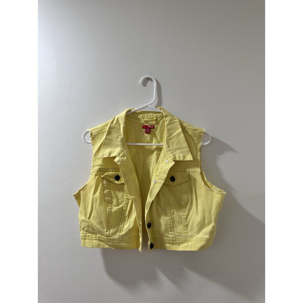 Bongo Denim Jacket Womens Medium Bright Yellow Size Xl - Sleeveless